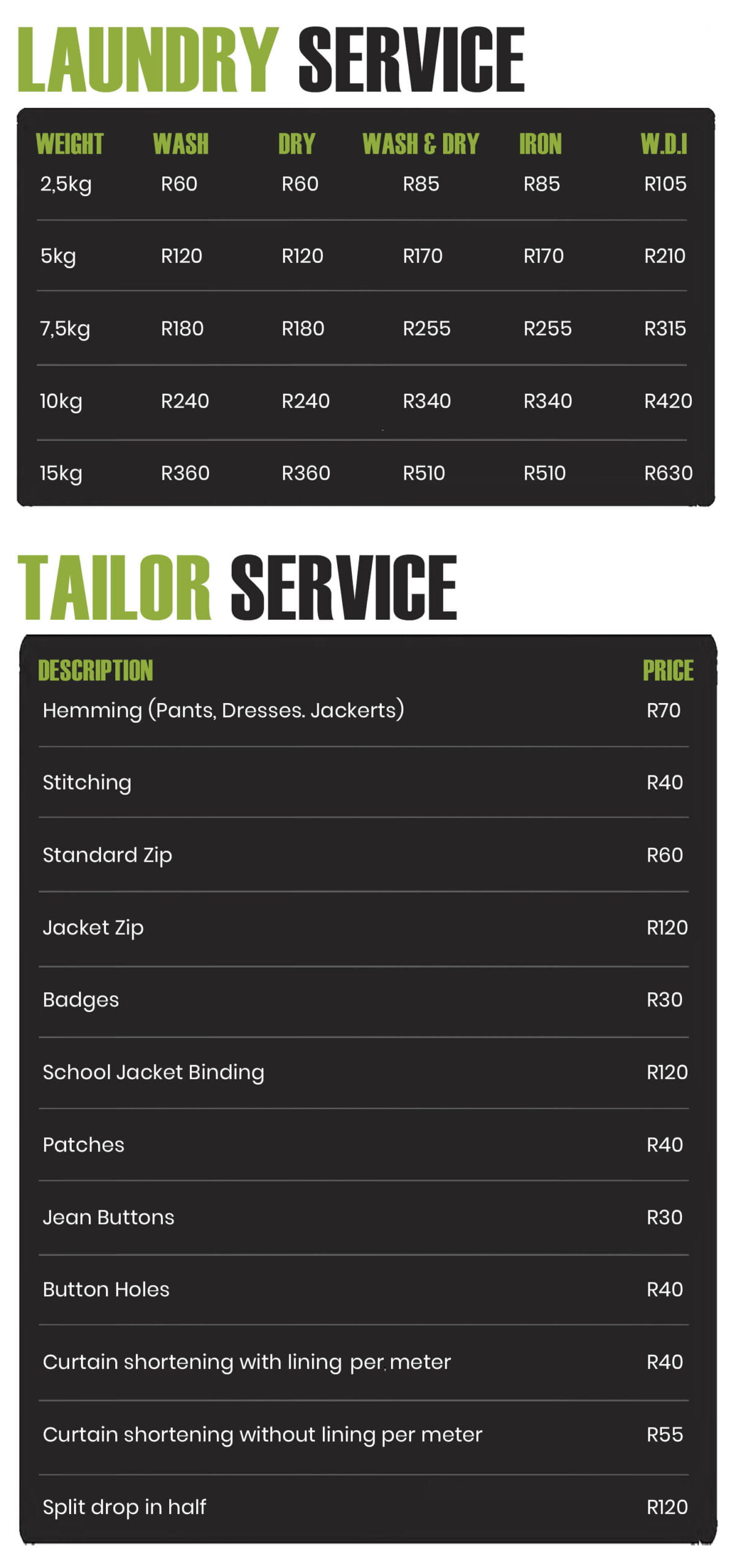 Price List 1